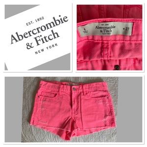 Abercrombie & Fitch hot pink denim cutoffs